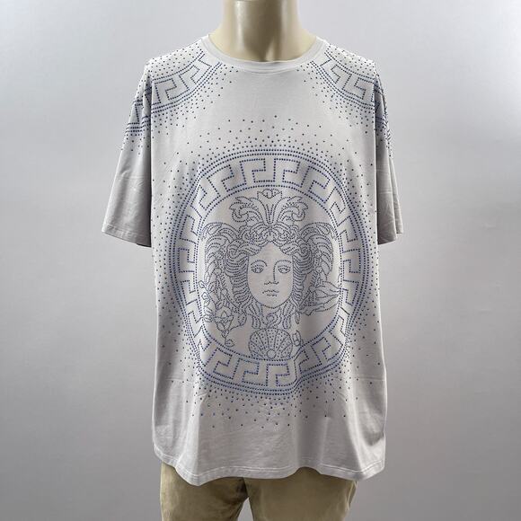 Barabas Shirt Mens 4XL Gray Rhinestone Medusa Crew Neck T-Shirt Baroque NWT $129